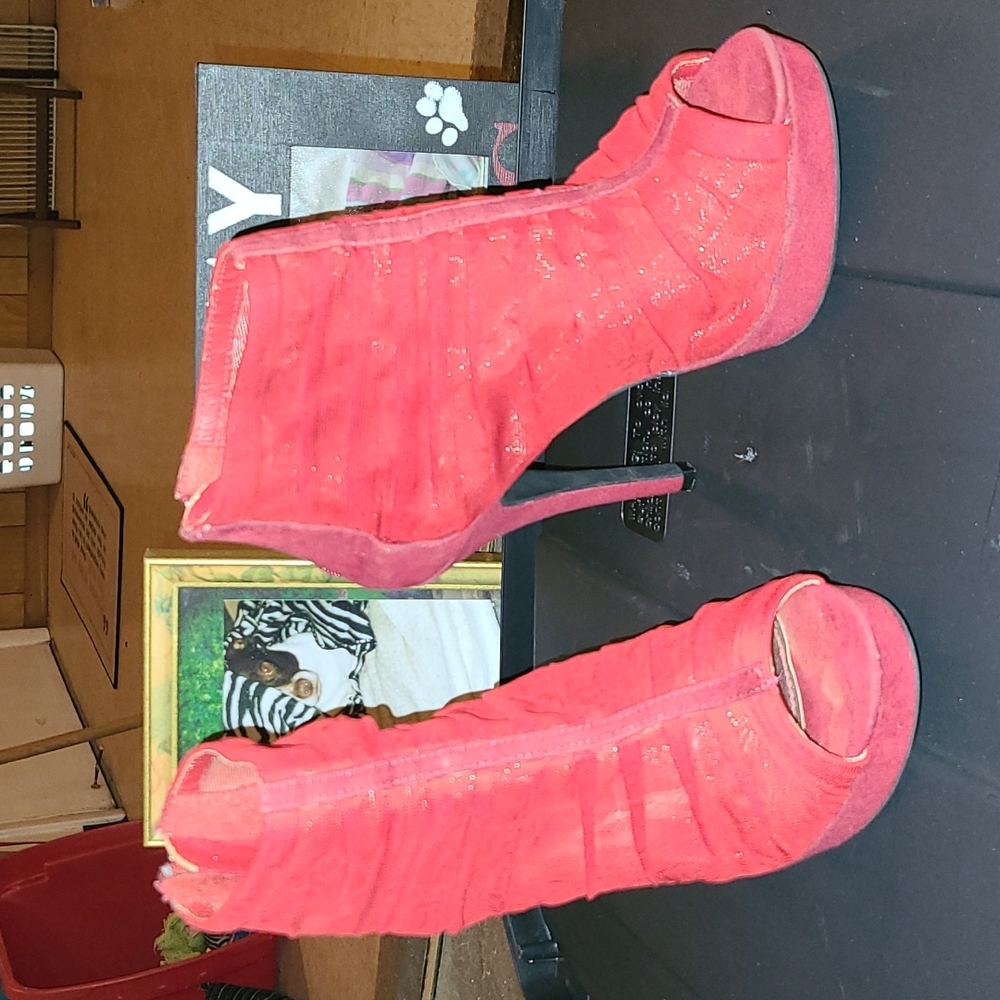 Red open toe bootie